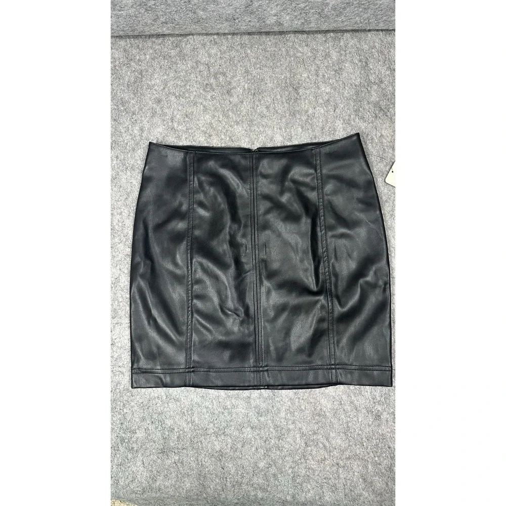 Free People Womens Faux Leather Mini Skirt Black Size 8 Lined Goth Grunge